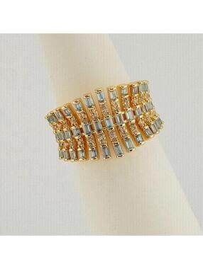 Bomb Party March RARE UNICORN Sz 8 "The Arabella Ring" Aquamarine on Yellow Gold